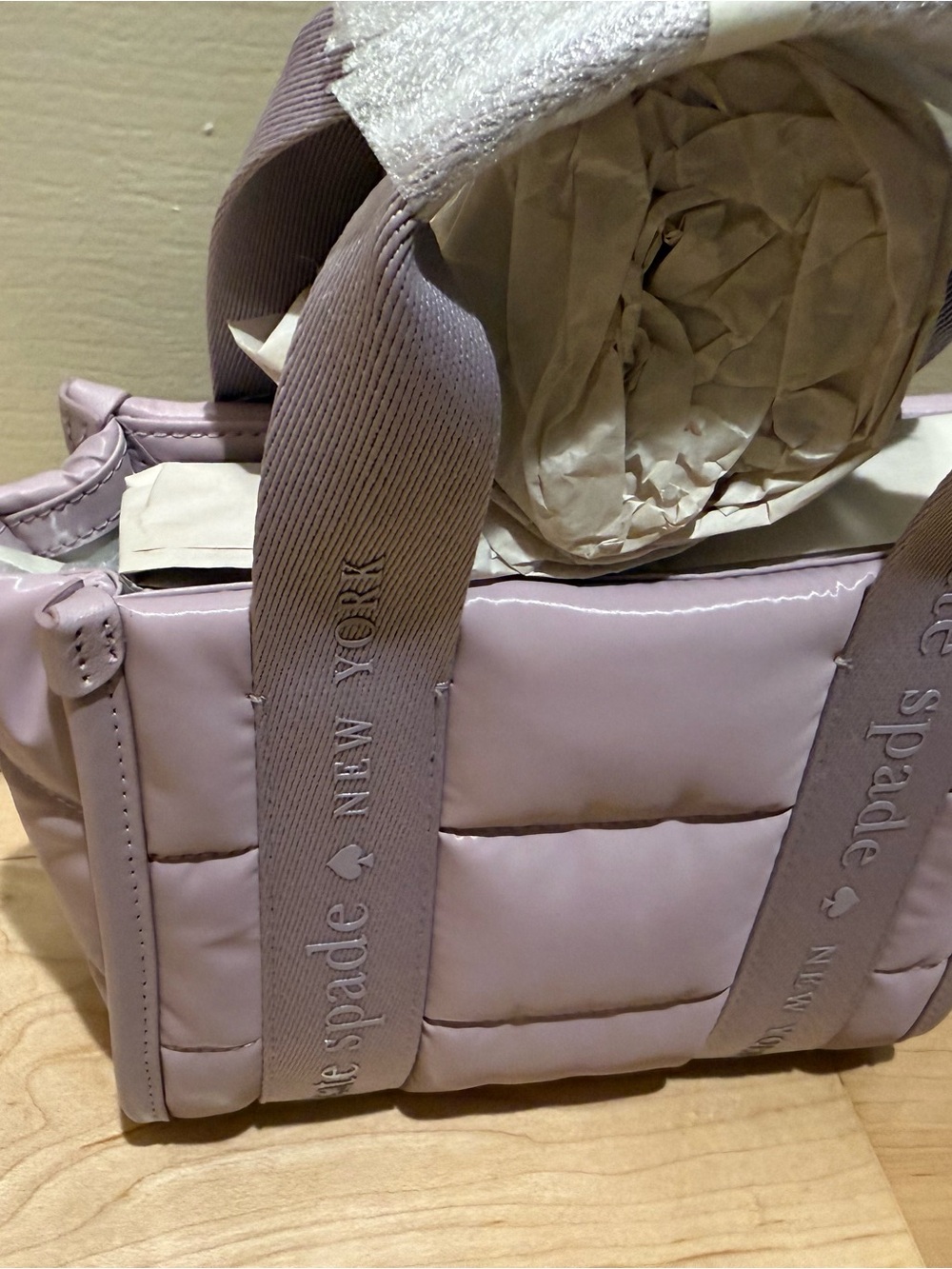 kate spade Quilted Lilac Mini Tote with Branded Straps